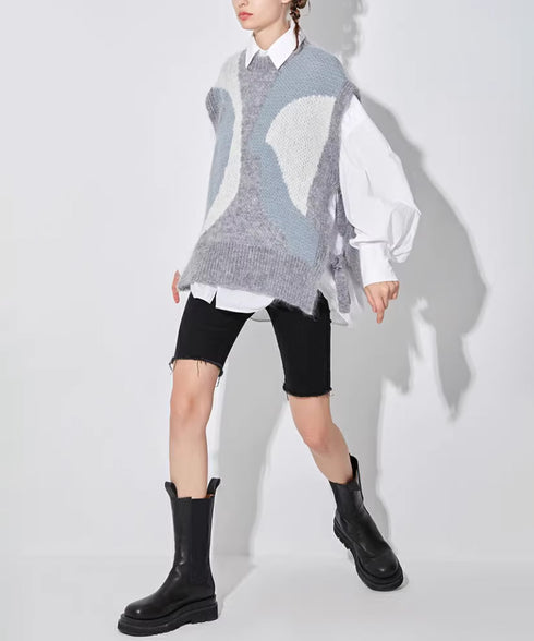 Wave Pattern Knit Vest
